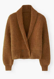 Cardigan mit Schalkragen, Gebranntes Orange, webstill