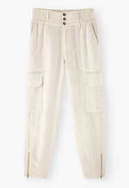 Cargohose, Elfenbein, webstill