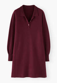 Kurzes Kleid mit Kragen, Burgunder, webstill