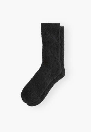 Socken im Spitzenmuster, Schwarz, webstill