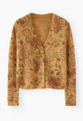Bedruckter Cardigan, Goldgelb, webstill