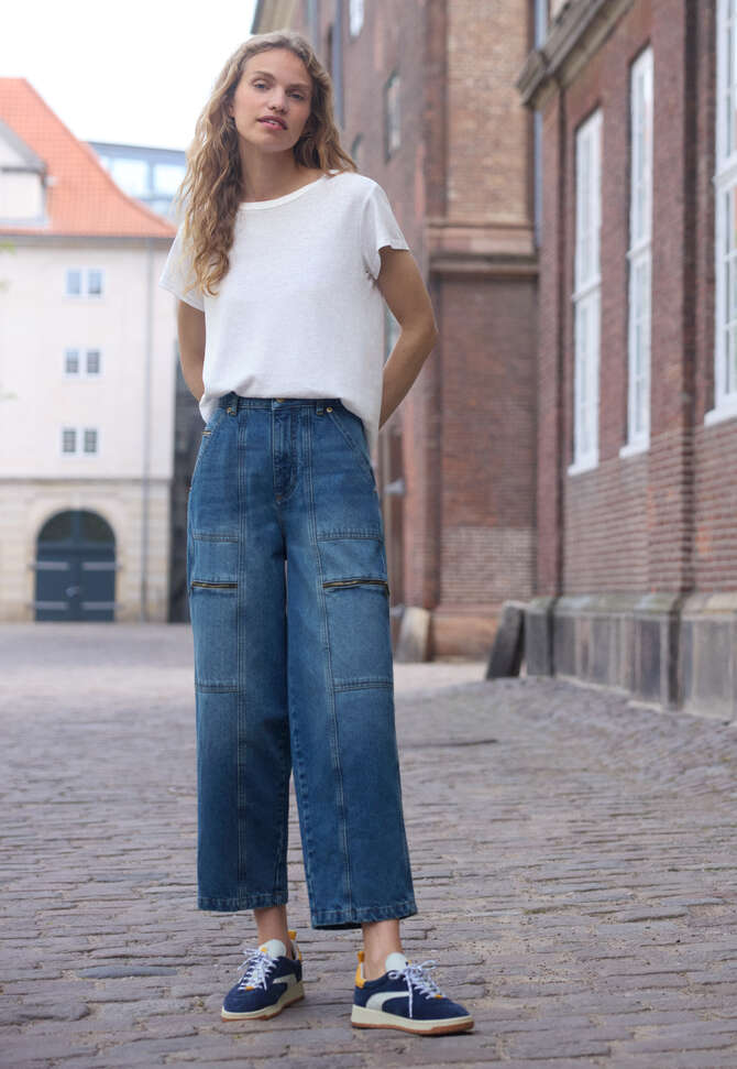 Patchwork-Hufeisen-Jeans, Mid-Vintage, completeTheLook