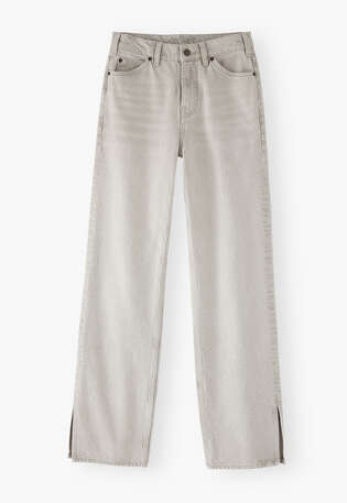 Jeans mit geteiltem Saum, Hellgrau, webstill