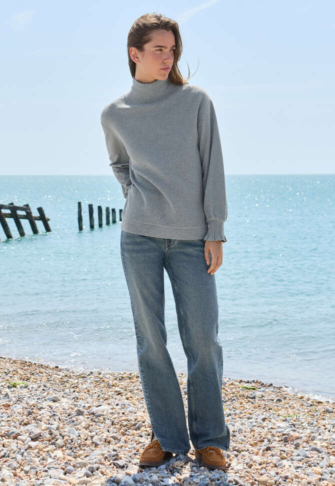 Sweatshirt mit hohem Kragen, Zartes Schieferblau, completeTheLook