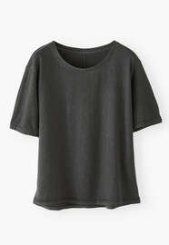 Kastiges T-Shirt, Kohlschwarz, webstill