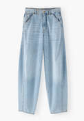 Jeans mit Nahtdetails, Blasse Waschung, webstill