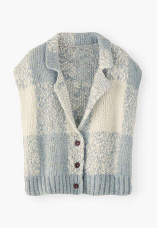 &Auml;rmellose Karojacke, Blau/Stein, webstill