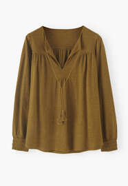 Gerafftes Top, Olives Khaki, webstill