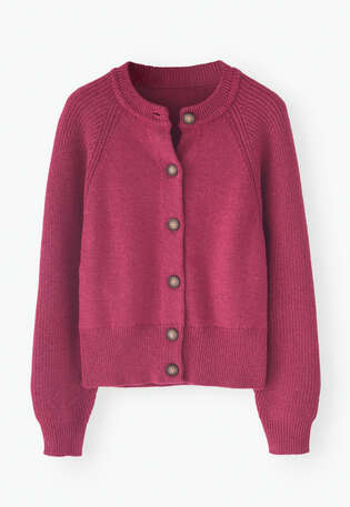 Cardigan mit Fledermaus&auml;rmeln, Beerenrosa, webstill