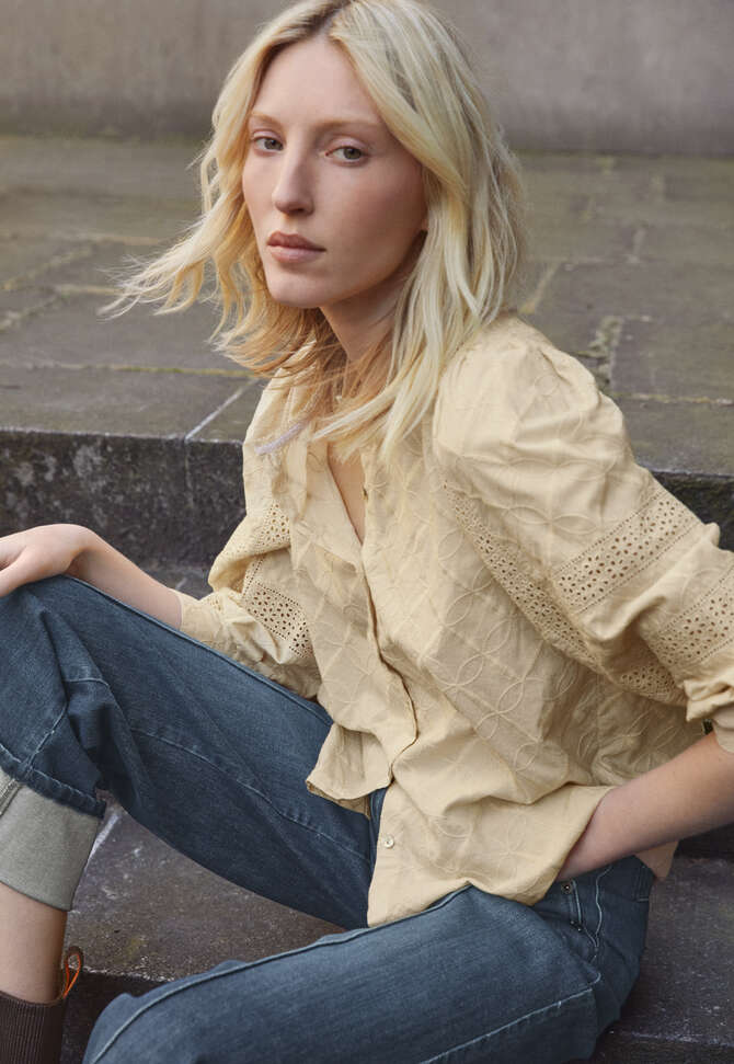 Schiffli-Bluse, Zartes Gelb, completeTheLook