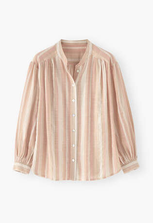 Gestreifte Bluse, Rosenpink, webstill