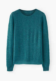 Pullover im Spitzenmuster, Dunkles Aquamarin, webstill