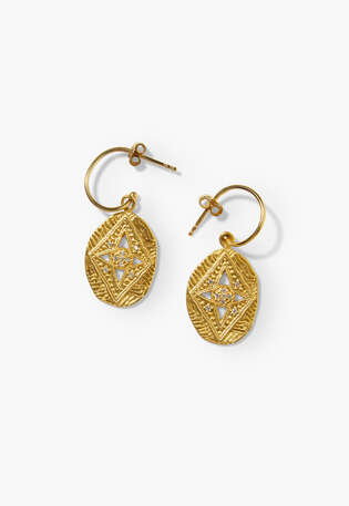 Ohrringe mit Anh&auml;nger, Gold, webstill