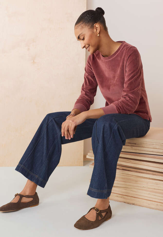 Velours-Oberteil, Traube, completeTheLook