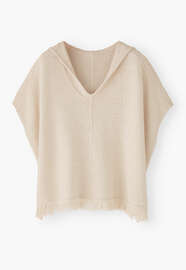 Fischgr&auml;t-Kapuzenponcho, Off-White, webstill
