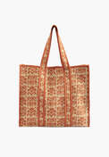 Bedruckte Stepptasche, Orange/Lohbraun, webstill