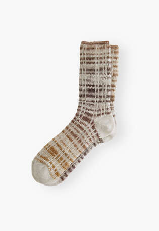 Gemusterte Socken, Taupe, webstill