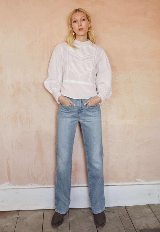 Bluse mit Biesen, Wei&szlig;, completeTheLook