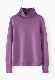 Pullover mit hohem Kragen, Flieder, webstill