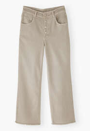 Jeans mit geradem Bein und ausgelassenem Saum, Rauchgrau, webstill
