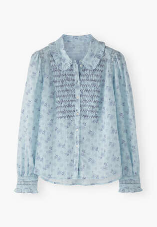 Bluse mit Print, Pastellblau, webstill