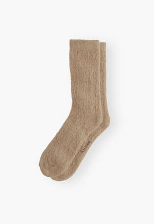 Socken im Spitzenmuster, Taupe, webstill