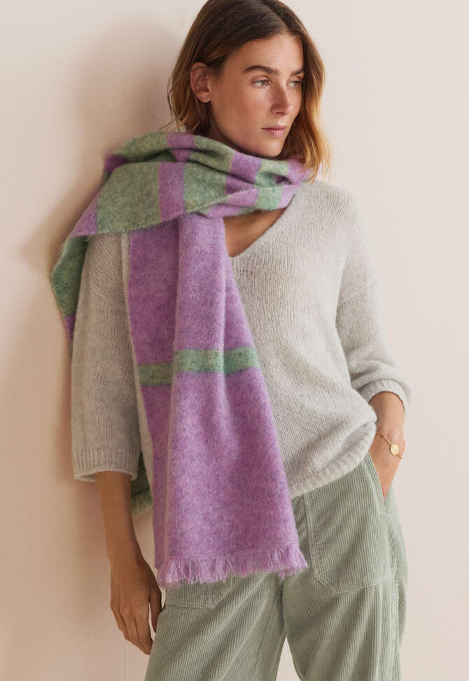 Gestreifter Schal, Flieder/Ozean, completeTheLook
