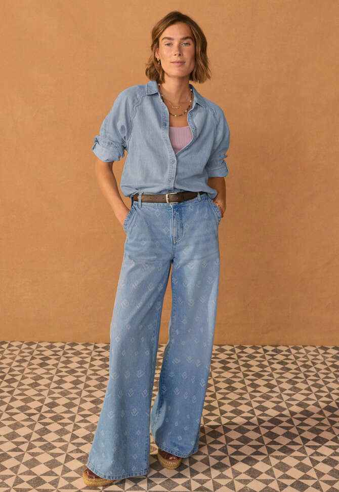 Gelaserte Jeans mit weitem Bein, Blasses Vintage Regul&auml;r, completeTheLook