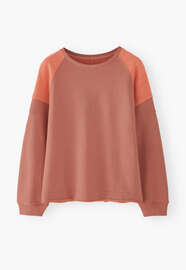 Raglan-Sweatshirt, Pfirsichrosa, webstill