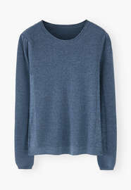 Gesprenkelter Pullover, Denimblau, webstill