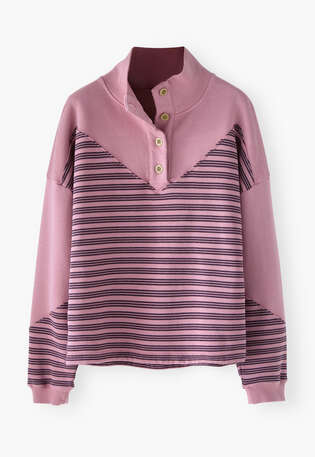 Sweatshirt mit Streifen, Ros&eacute;, webstill