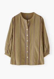 Locker sitzende Bluse, Khaki-Oliv, webstill
