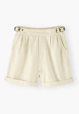 Schnallen-Shorts, Ecru, webstill