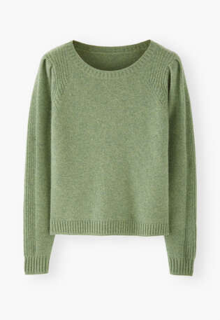 Pullover mit Puff&auml;rmeln, Rauchiges Apfelgr&uuml;n, webstill