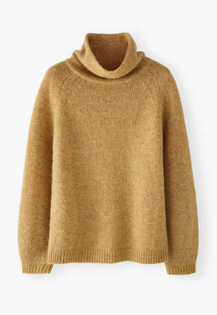 Raglanpullover mit hohem Kragen, Toskanische Sonne, webstill