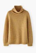 Raglanpullover mit hohem Kragen, Toskanische Sonne, webstill