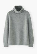 Raglanpullover mit hohem Kragen, Zartes Denimblau, webstill