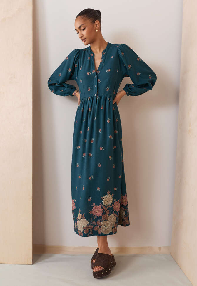 Print-Kleid, Petrol/Mauve, completeTheLook