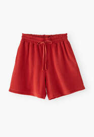 Shorts aus Frottee, Karmesinrot, webstill