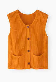 &Auml;rmelloser Cardigan, Safran, webstill