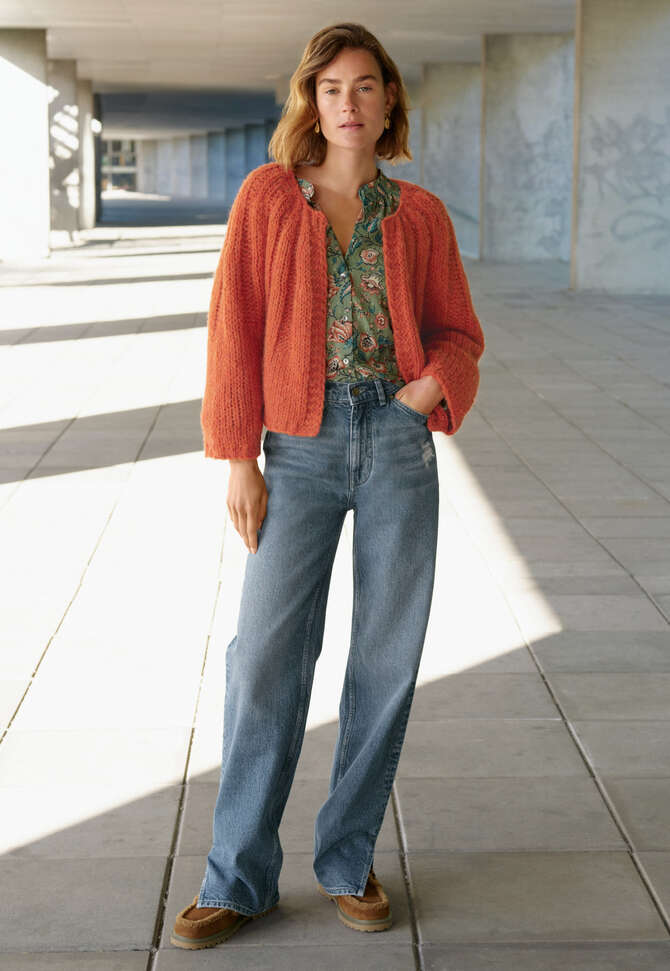 Fil Coup&eacute;-Bluse mit Print, Oliv/Scharlachrot, completeTheLook