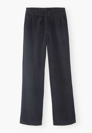 Hose mit geradem Bein aus Cord, Kohlschwarz, webstill