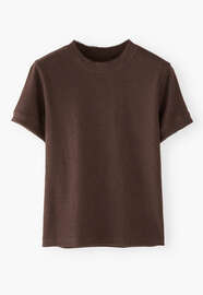 T-Shirt aus geripptem Jersey, Espresso, webstill