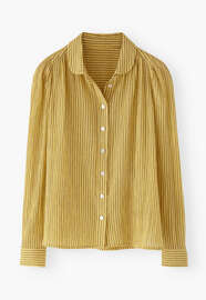 Gestreifte Crinkle-Bluse, Sonnenscheingelb, webstill
