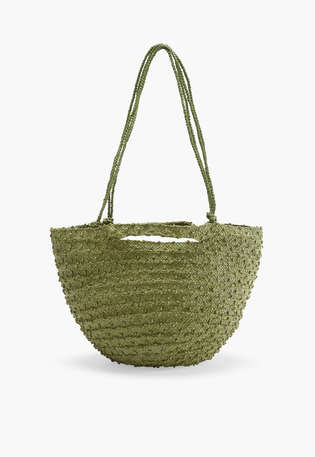 Geflochtene Bucket-Bag, Helles Salbei, webstill