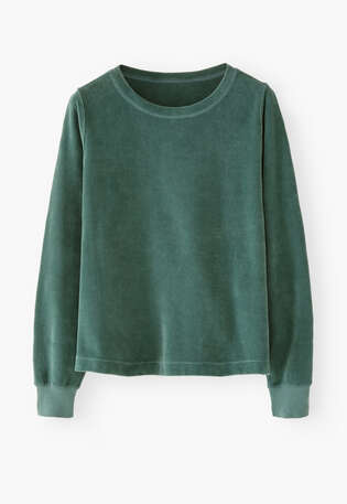 Velours-Oberteil, Jade, webstill