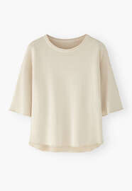 Loopback-T-Shirt, Elfenbein, webstill