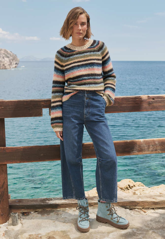 Pullover mit umgekehrten Streifen, Ozean/Multicolor, completeTheLook