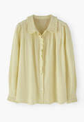 Faltenbluse aus Cord, Buttergelb, webstill