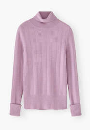 Rollkragenpullover, Mauverosa, webstill